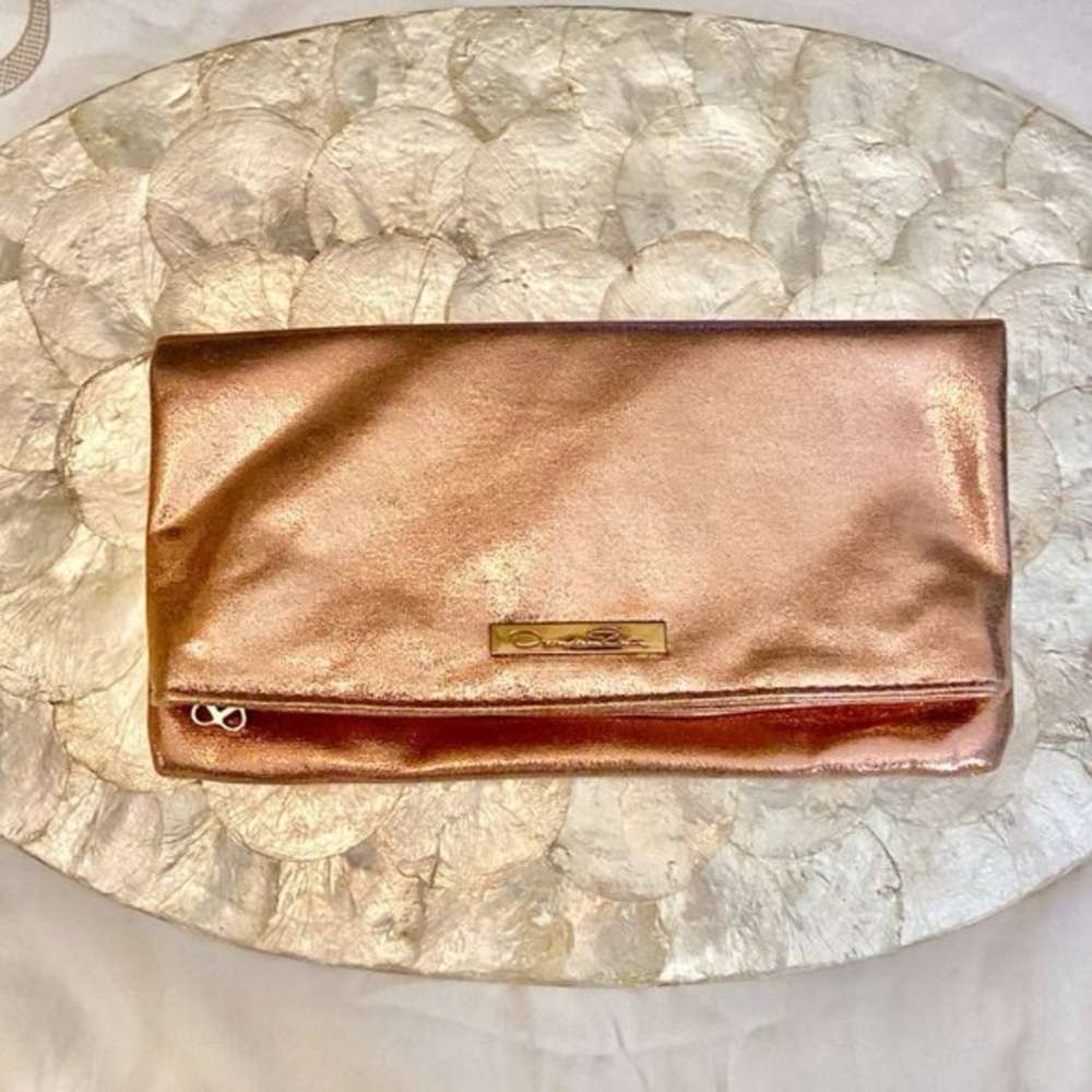 Oscar de la Renta Copper Rose Gold Clutch